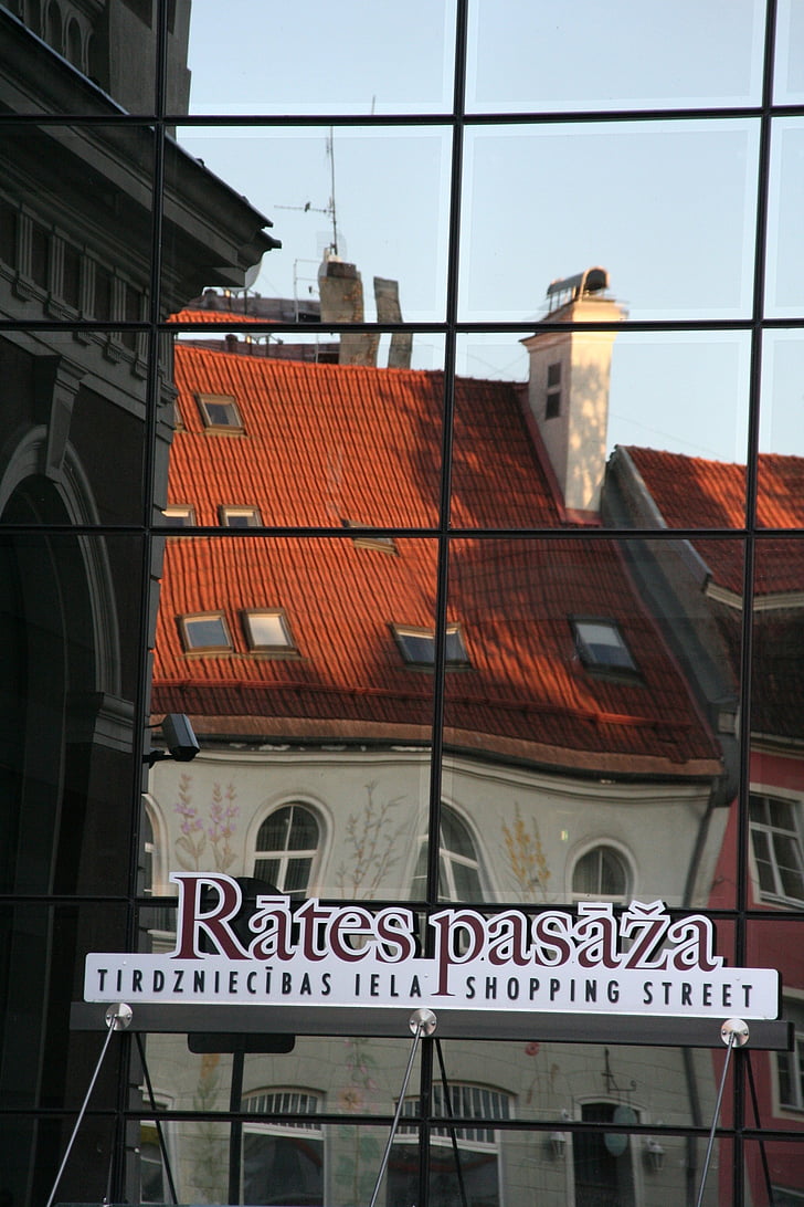 Riga, ciutat, arquitectura, edifici, reflectint, vidre, Letònia