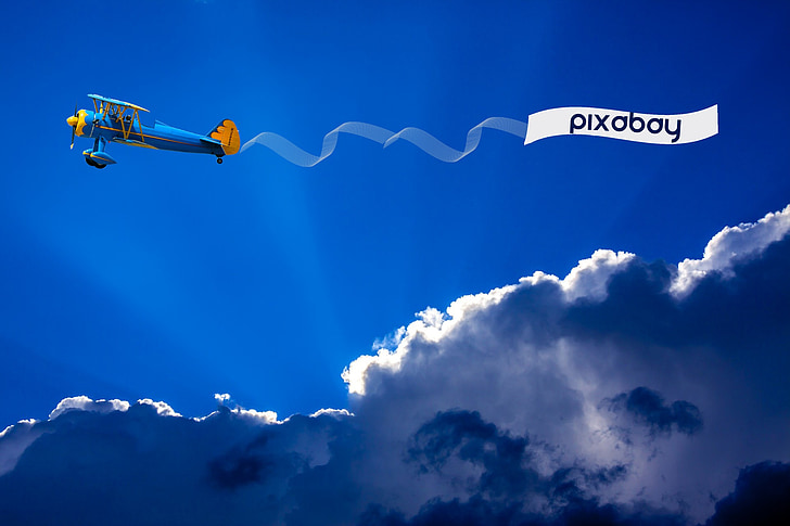 Pixabaysta, ilma-aluksen, Vintage, mainonta, mainokset, Banner, taivas