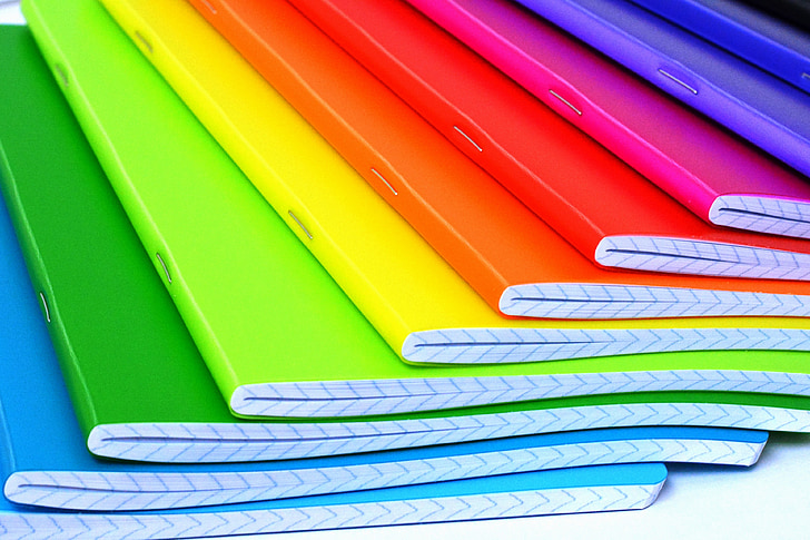 piezīmju grāmatiņas, krāsa, krāsainu, varavīksne, piesātināts, krāsa, ekrāns