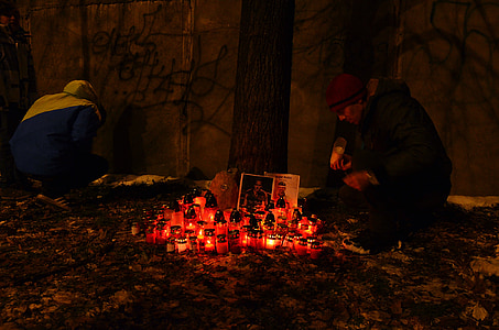 espelmes, persones, tristesa, Monument, fosc, nit, Pietà