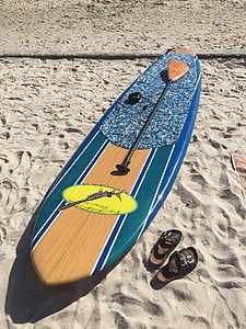sable, amusement, vacances, plage, sport, mer, planche de surf