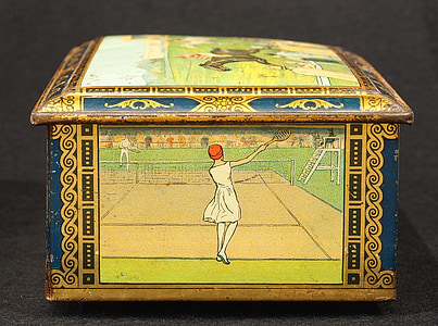 biscuit, box, tin, package, old, retro, historic