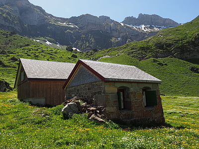Alpe, ALM, meglisalp, Bergdorf, evleri, Alp Köyü, Appenzell