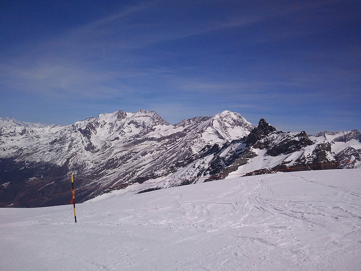 neige, montagne, hiver, piste de ski, alpin, montagnes, ski