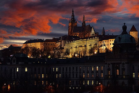 Prags slott, Tjeckien, Europa, Prag, Moldavien, Bridge, Charles bridge