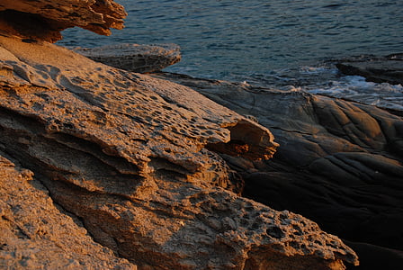 sea rock, rock, sunset, nature, sea, stone, ocean