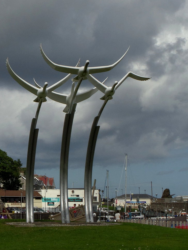 monument, vogels, Noord-Ierland, stad, Ballycastle, windturbine, turbine