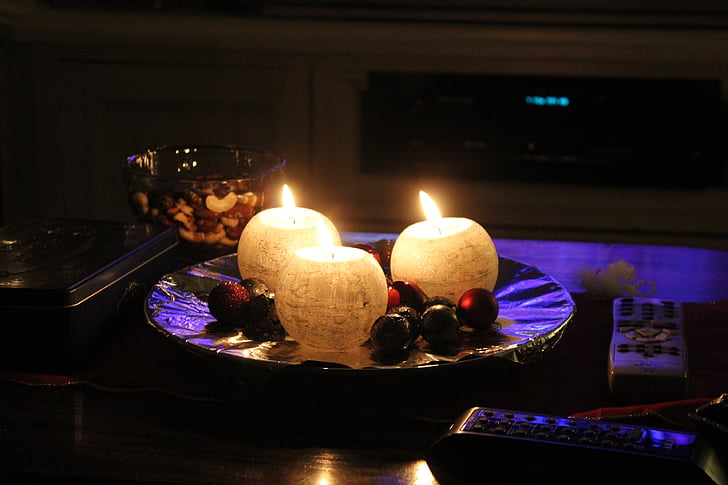 bougie, Christmas, Twilight, lumière d’ambiance, décoration de table