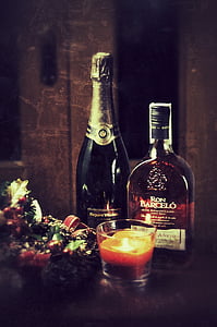 シャンパン, ロン, cava, クリスマス, お祝い, 装飾