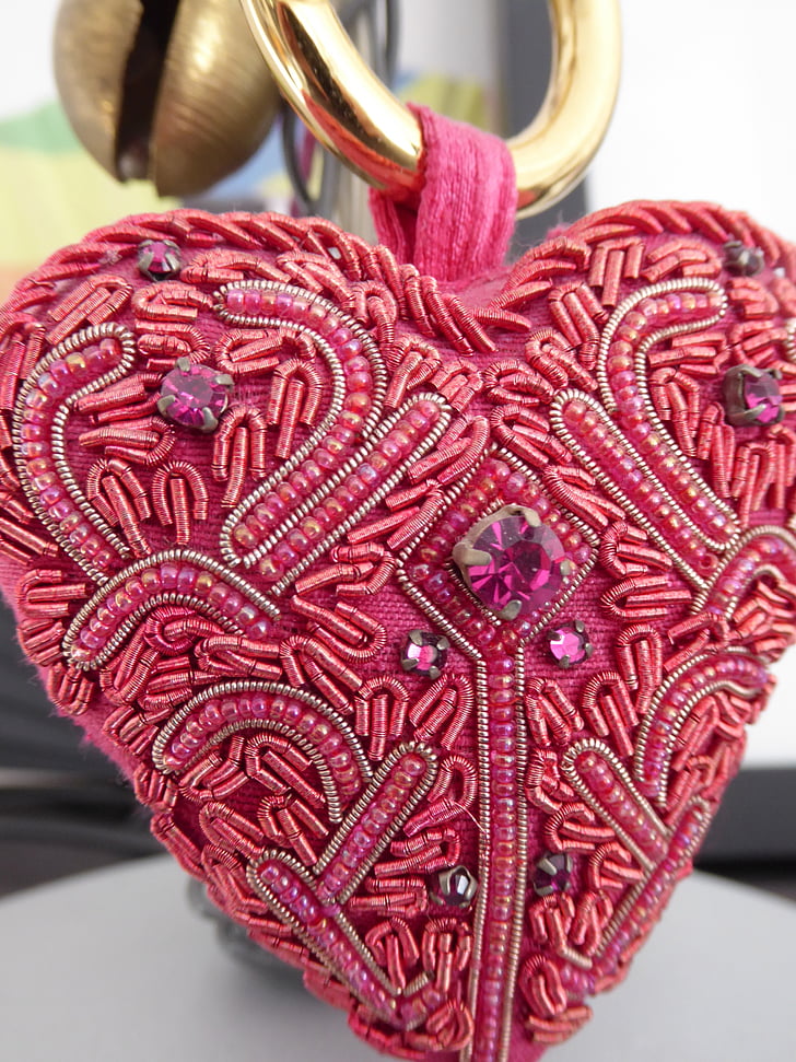 heart, embroidery, red, beads, needlework