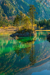 Lake, reflecties, berg, hoeveelheid water, natuur, reflectie, boom