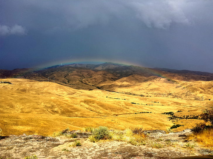 Idaho, dúha, dážď, Desert, Hills, Príroda, prírodné