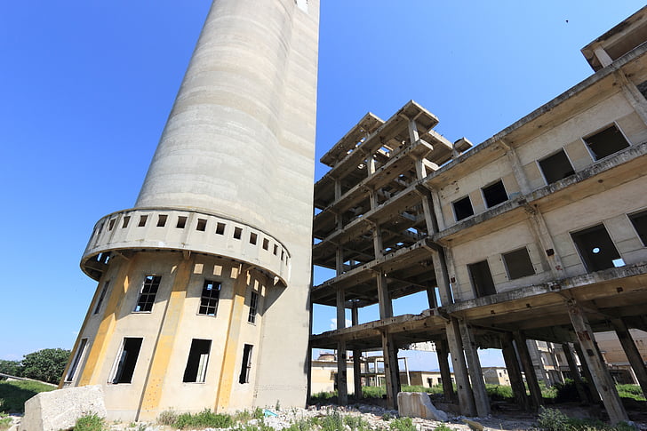 Albania, Fier, ruiner, industri, bygge, anlegget, industriell