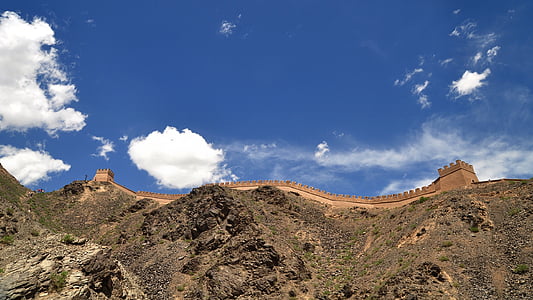 great wall, biên giới, dãy núi, bầu trời xanh