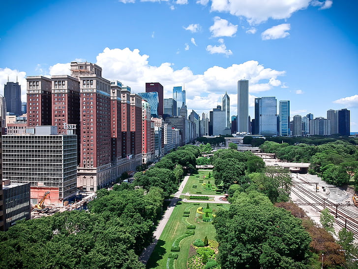 Chicago, drone, antenni, arkkitehtuuri, rakennus, City, keskusta