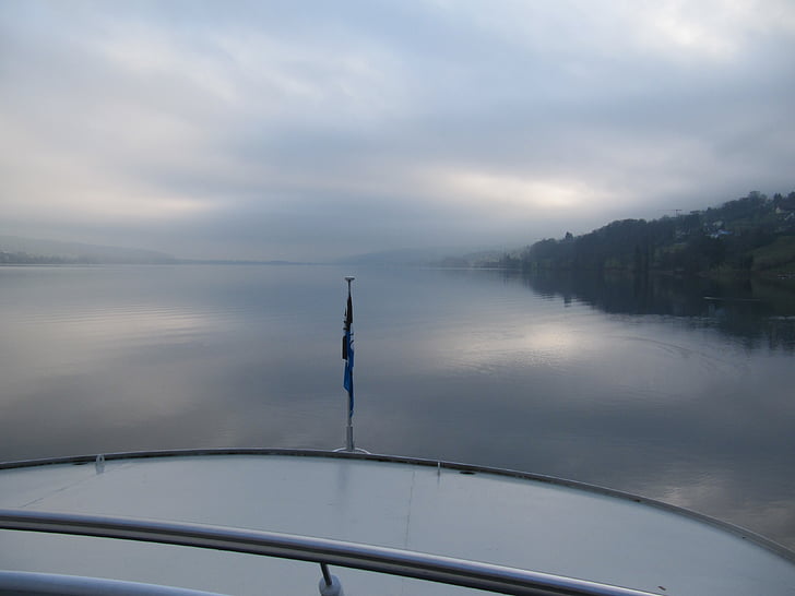 мъгла, езеро hallwil, сутрешната мъгла