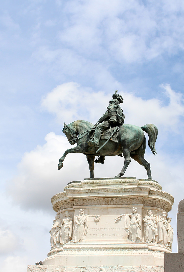 Róma, Olaszország, Vittorio emanuele emlékmű, szobor, lovas, ló