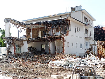 nedrivning, bygning murbrokker, Crash, site, hjem, nedrevet, brudt