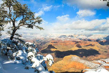 Grand canyon winter, meisje, Grand, Canyon, nationale, Park, winter