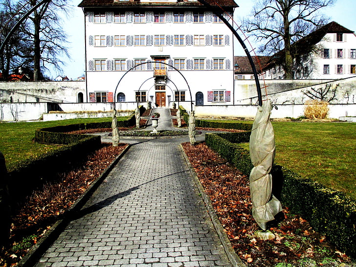 Kasteel, kasteelpark, planzenboegen, idyllische, Hauptwil, Thurgau, Zwitserland