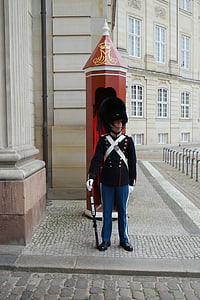 Amalienborg, Kraljevi grad, Kraljeve straže, Kopenhagen, atrakcija, varnost, tradicijo