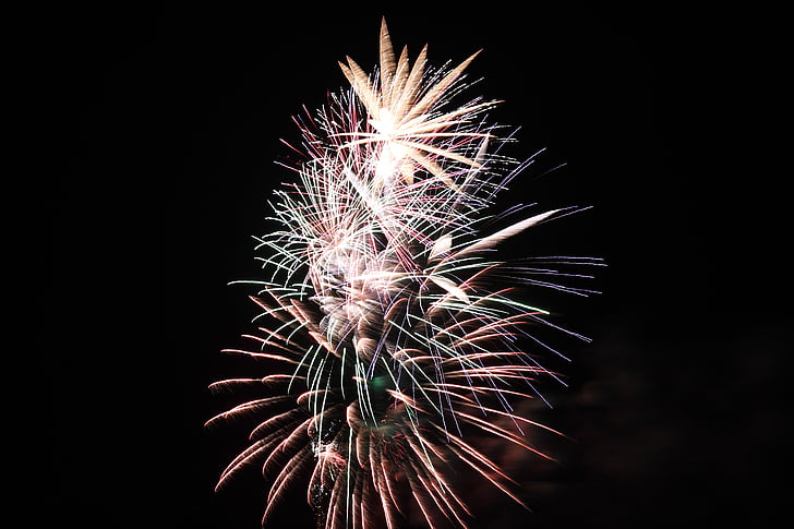vuurwerk, vreugdevuur, Nieuw, jaar, viering, licht, effect