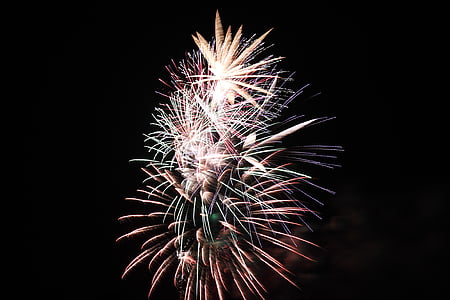 feux d’artifice, feu de joie, Nouveau, année, célébration, lumière, effet
