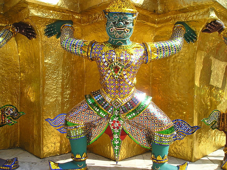 Thailand, Bangkok, Temple, Royal palace, Palace, guld, figur