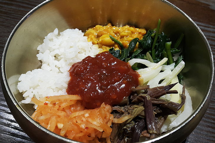 aliments, menjador, Bibimbap, coreà, cuina coreana, arròs, Bob