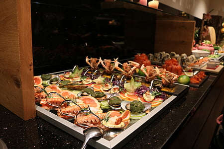 švedski stol, riba, škampi, hladni buffet, Frisch, jesti, hrana