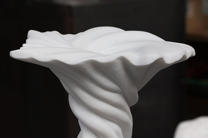 sculpture, marbre, art, blanc, rotation, pivoté, vase