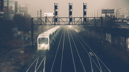 залізниця, трек, поїзд, перевезення, подорожі, Темний, відкритий