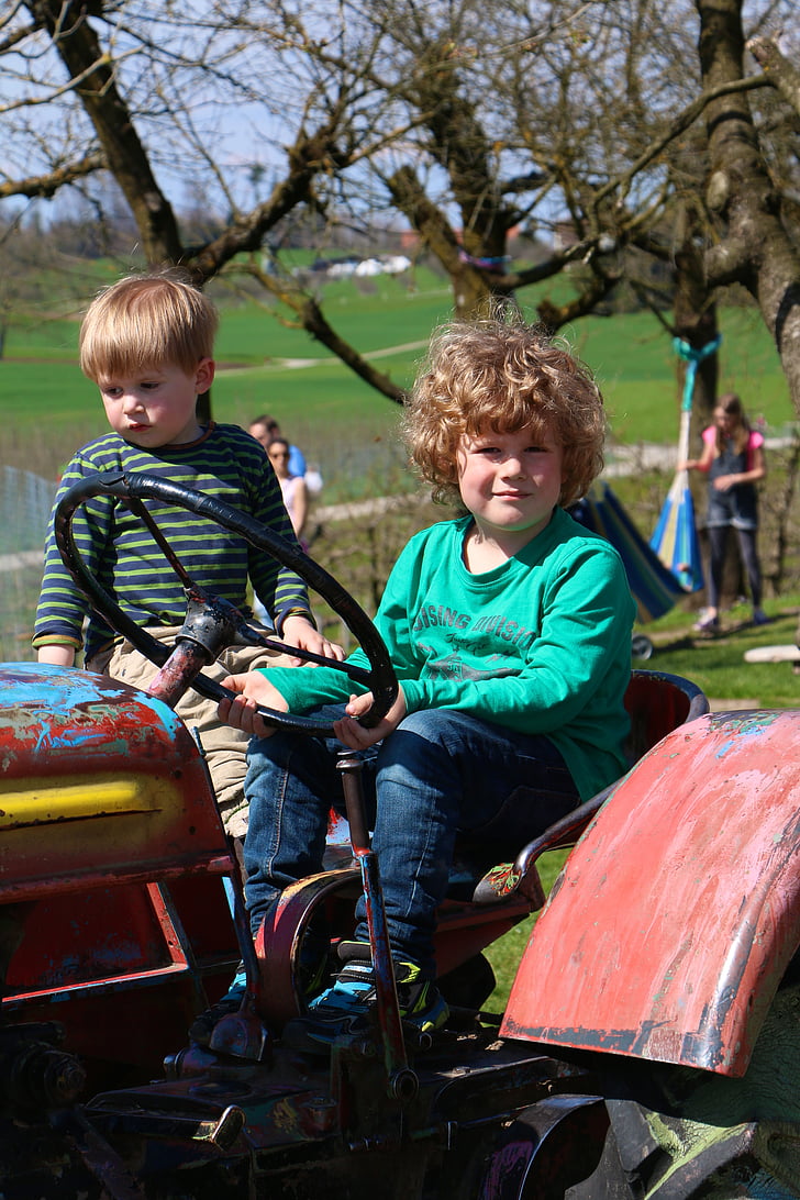 children, tractor, young, agriculture