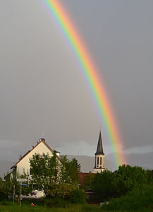 arco iris, Vörstetten, Emmendingen, Freiburg, nadar, Alemania, naturaleza