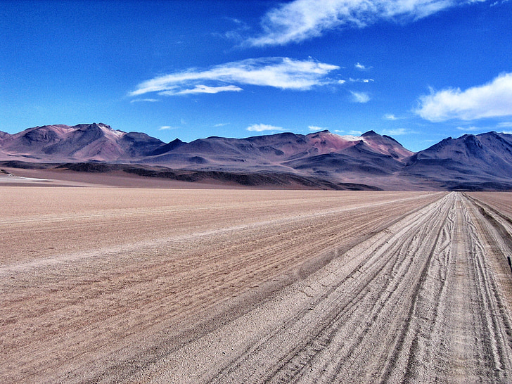 Altiplano, desierto, montañas, pista, Atacama, Bolivia, los Andes