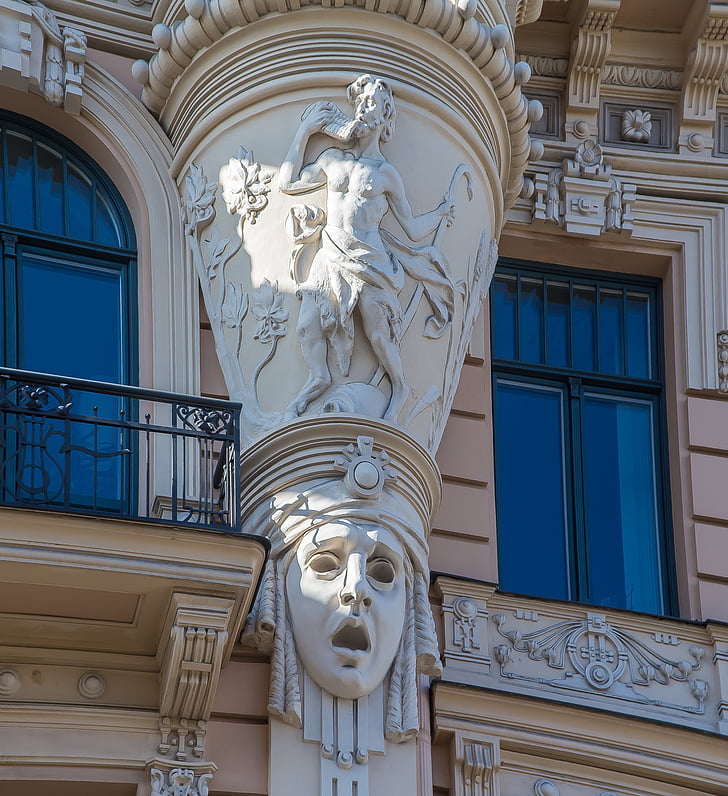 Letônia, Riga, edifício, Art nouveau, cidade velha de Riga, cidade velha, Estados bálticos