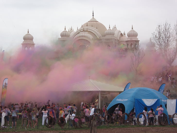 Holi, Indiase, Kleur, traditionele, Azië, kleurrijke, Tempel