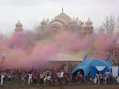 Holi, Indyjski, Kolor, tradycyjne, Azja, kolorowe, Świątynia