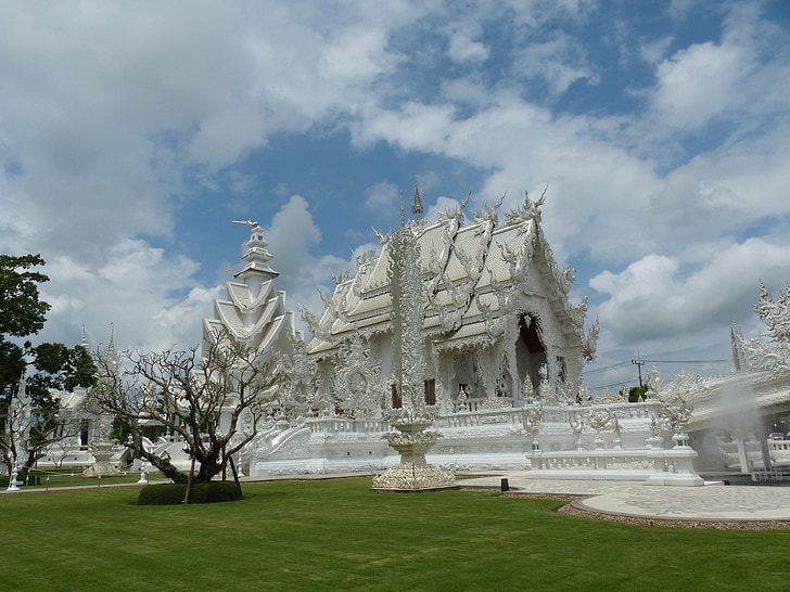 Wat hosszú kun, templom, Thaiföld, chiengrai, fehér templom