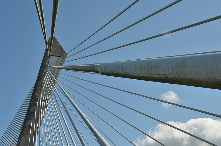 Bridge, stål, metall, kabel, floden, Aulne, Pont de térénez