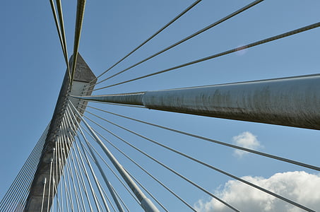 Jembatan, baja, logam, kabel, Sungai, Aulne, Pont de térénez
