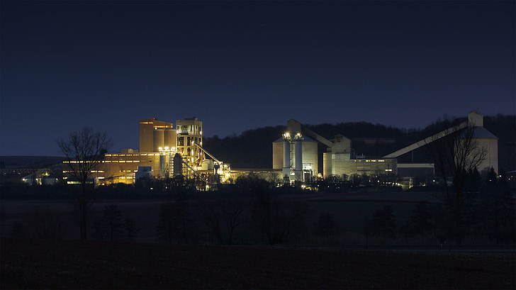 göllheim, at night, dyckerhoff, concrete, factory
