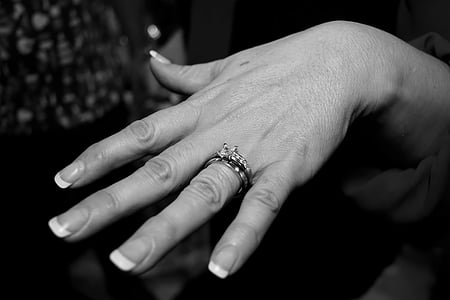 Snubní prsteny, kroužky, ruky kroužky, ruka, lidská ruka, Prsten, ženy