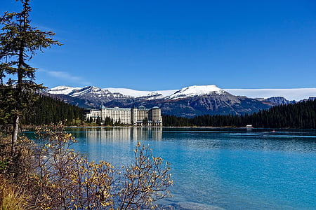 Lake louise, Canada, fjell, isbre, refleksjon, naturlig, Emerald