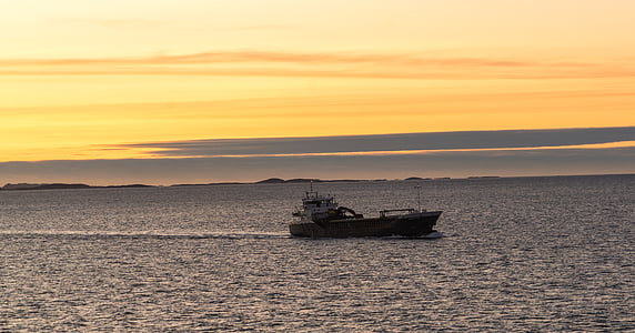 Norge cruise, solnedgang, båt, himmelen, skyer, sjøen, natur