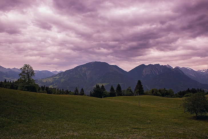 landscape, twilight, weather mood, reported, mountains, nature, clouds