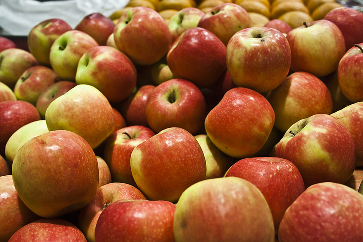 ябълки, плодове, реколта, изрязване, здрави, органични, пресни