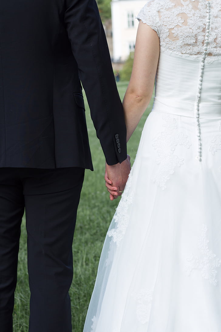 bryllup, bruden og gommen, gifte sig med, hvid, Kærlighed, ægteskab, figur