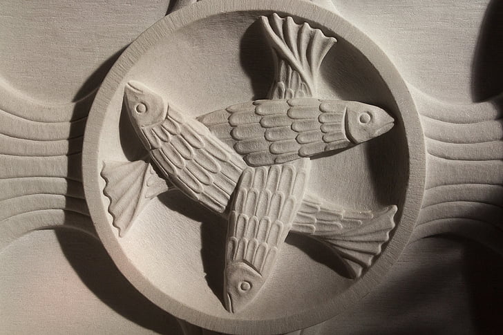 риба, окръг, символ, Църква, рок дърворезба, скулптор, мрамор