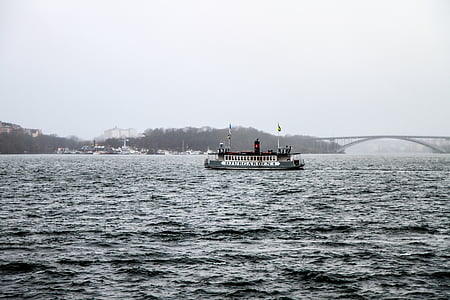 færge, båd, vand, byen, Stockholm, Sverige